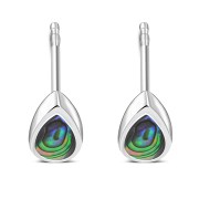 Abalone Shell Drop Silver Stud Earrings, e333